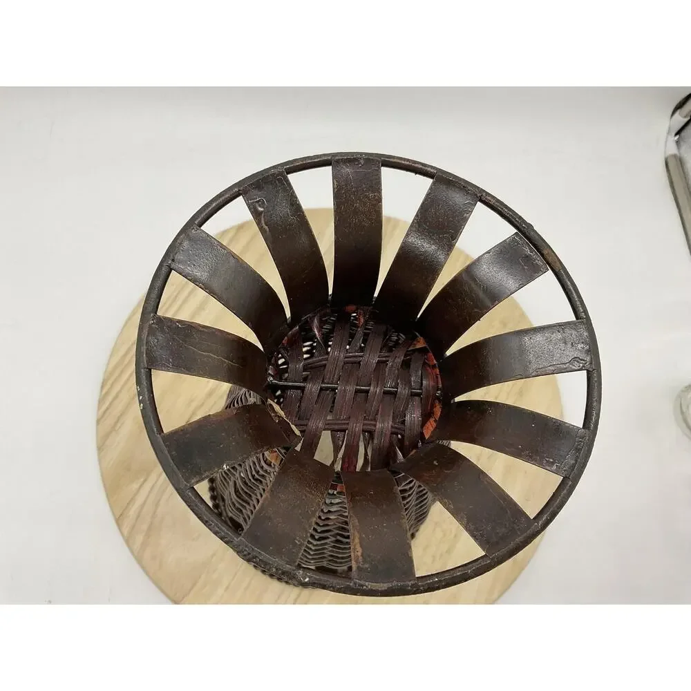 Woven Wicker Metal Vase Candle Holder‎ Decorative Rustic Farmhouse Centerpiece